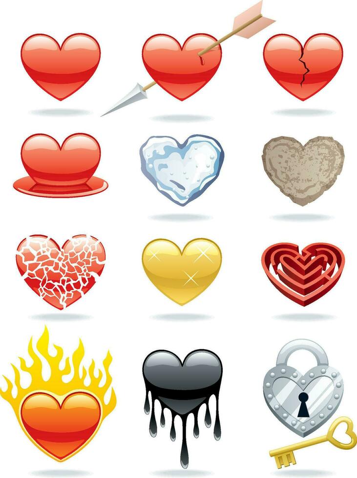 set di icone del cuore vettore