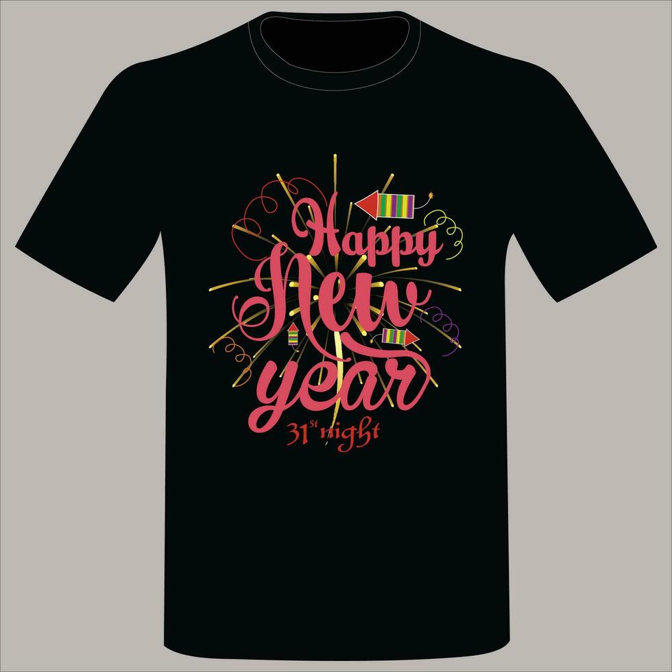 felice anno nuovo 2024 t-shirt design vettore