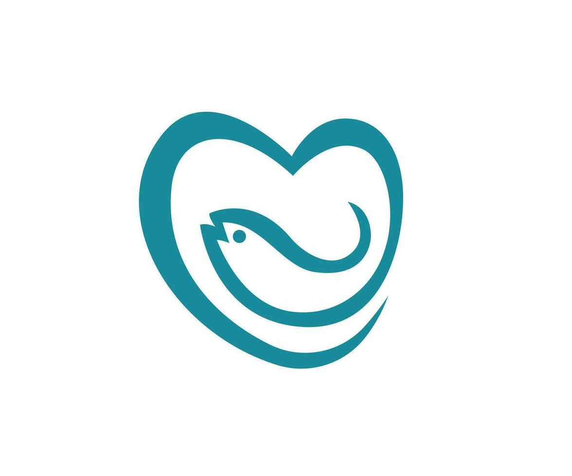 pesce logo design modello combinato con un' amore forma. vettore