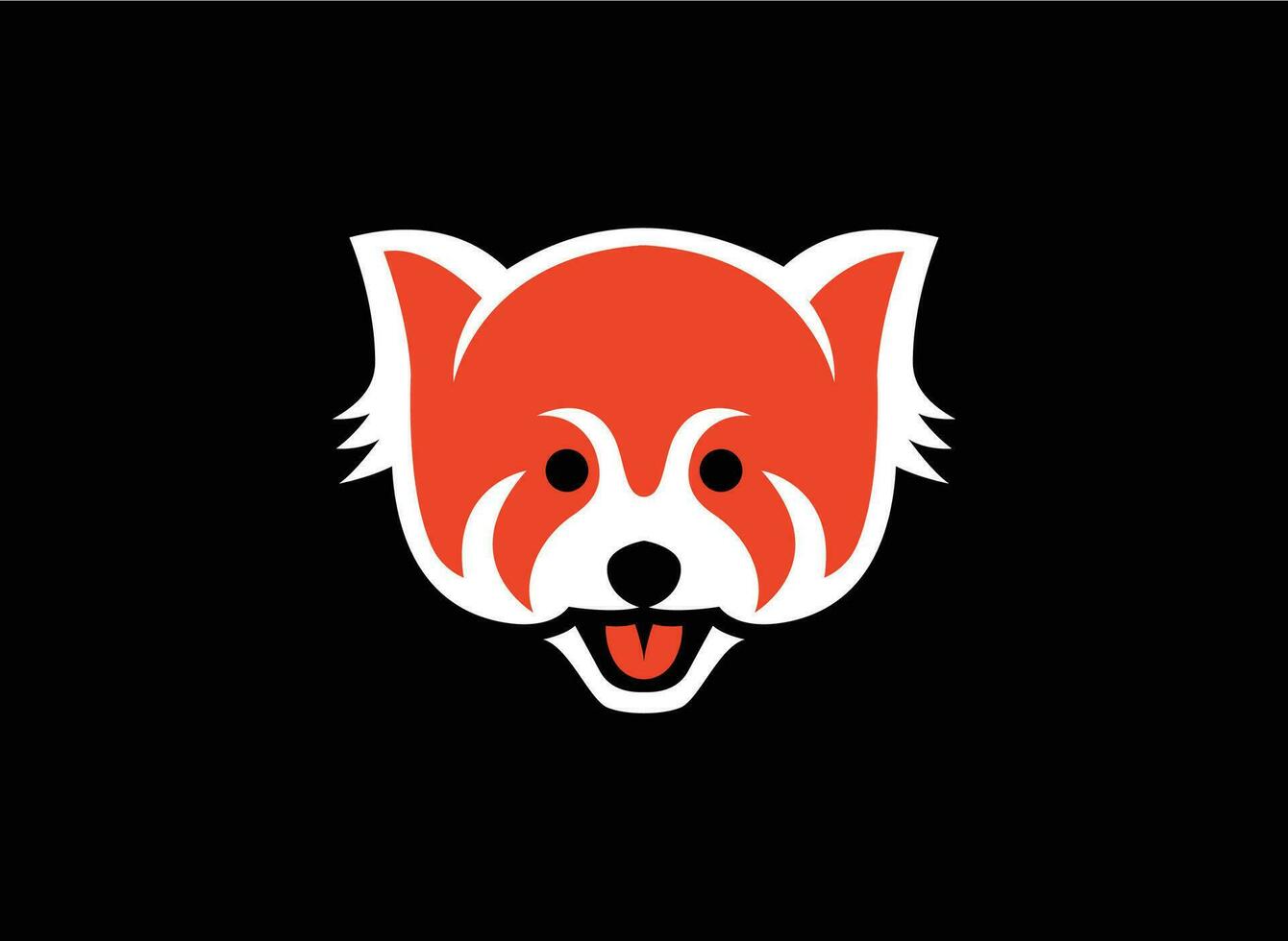 rosso panda logo vettore illustrazione - animale simbolo