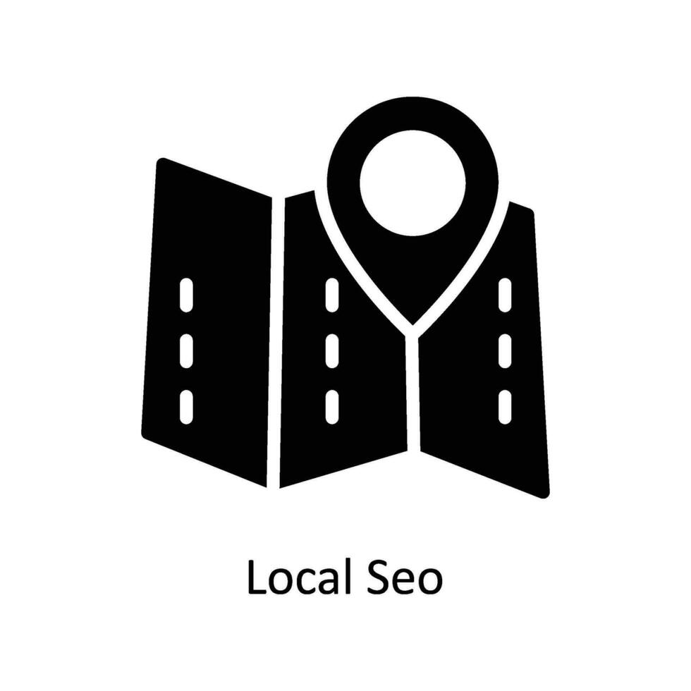 Locale SEO vettore solido icona design illustrazione. attività commerciale e gestione simbolo su bianca sfondo eps 10 file