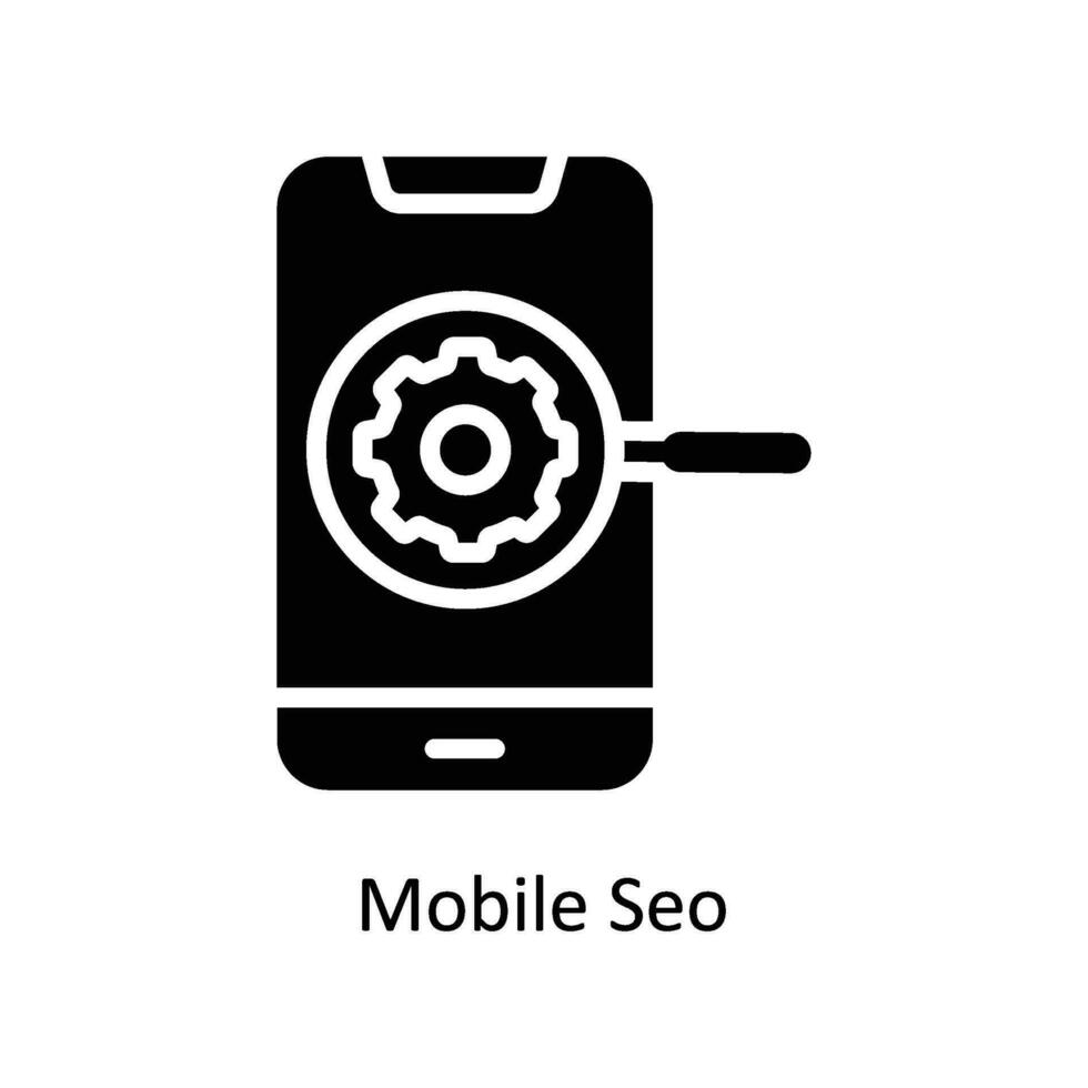mobile SEO vettore solido icona design illustrazione. attività commerciale e gestione simbolo su bianca sfondo eps 10 file