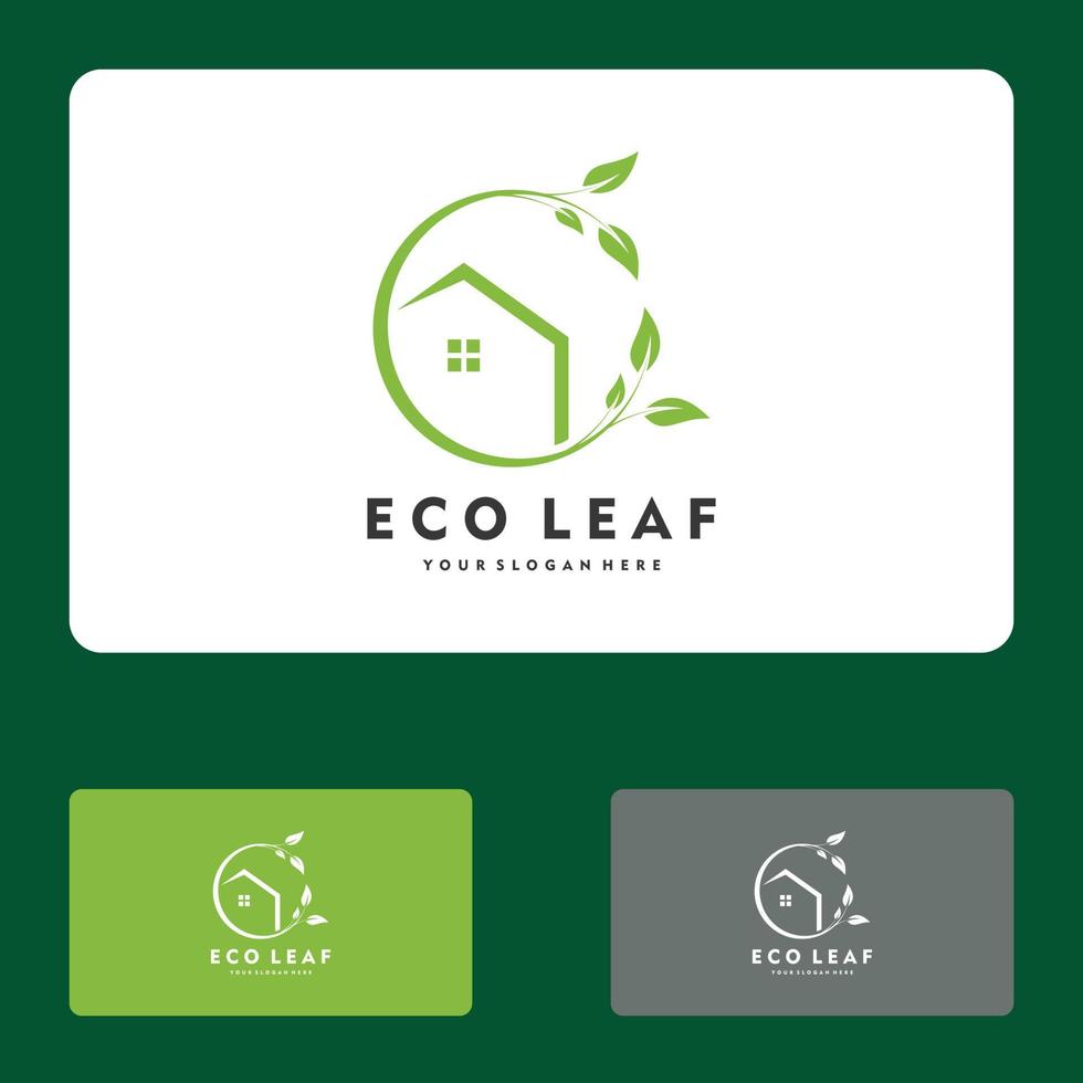 foglia di casa, casa verde, disegno dell'illustrazione dell'icona di vettore del logo della casa ecologica