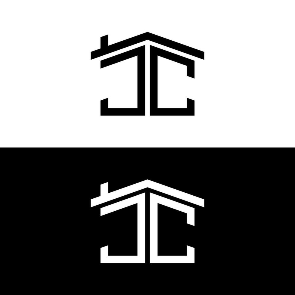 iniziale lettere, jc casa icona, costruzione, jc vero tenuta logo, unico monogramma alfabetico simbolo per azienda identità vettore