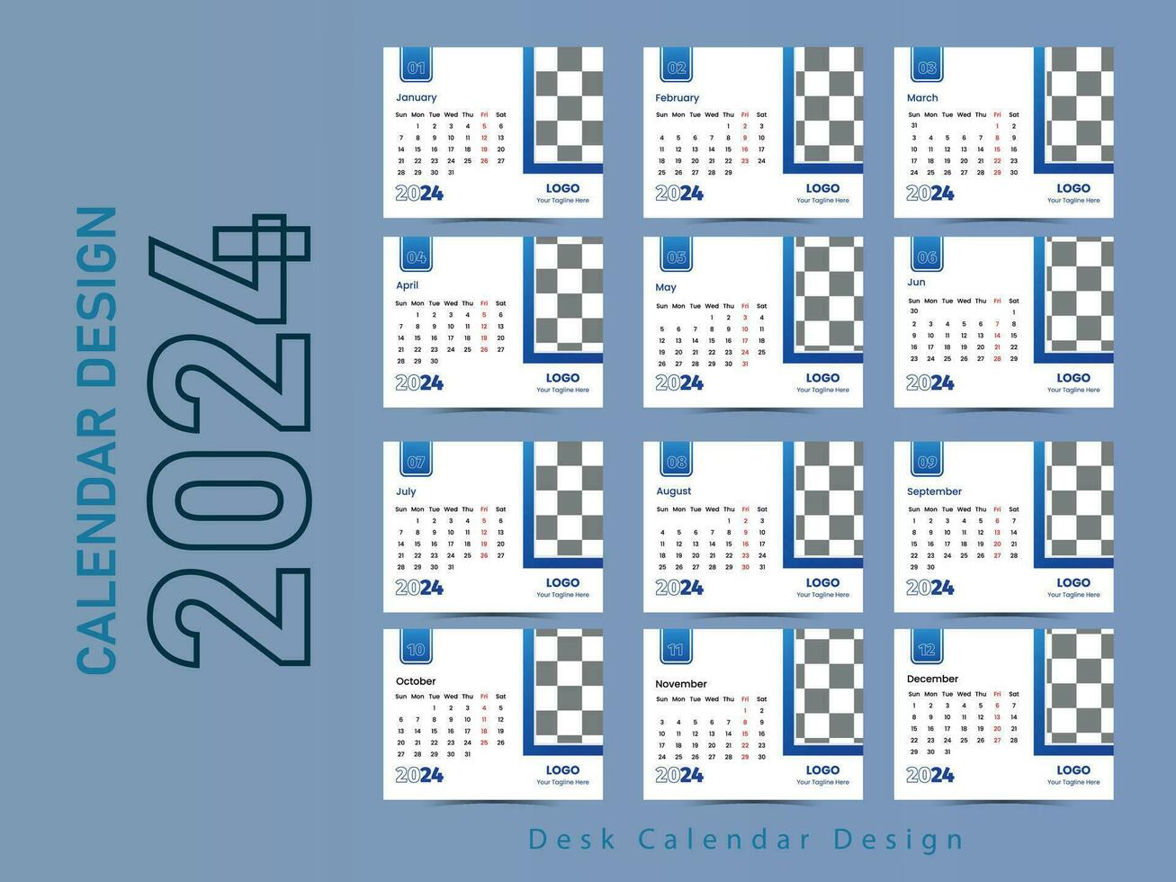 gratuito semplice parete e scrivania calendario design modello. vettore