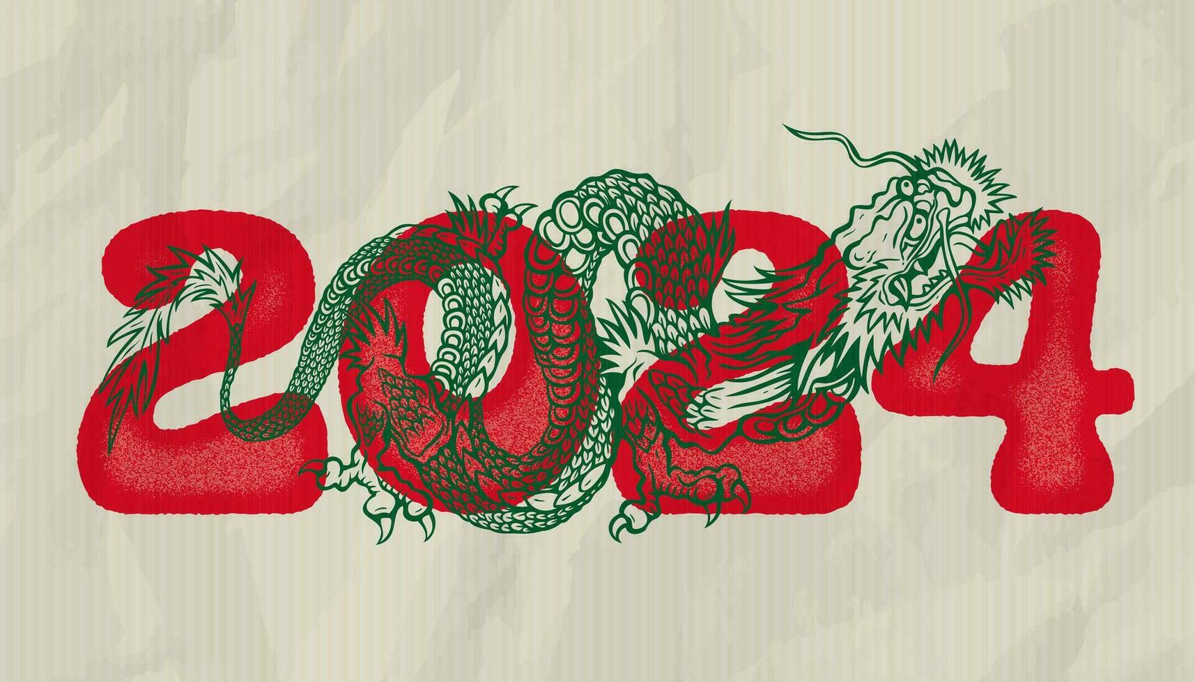 vettore illustrazione di un' verde Cinese Drago. tatuaggio di verde Drago nel asiatico stile. Cinese nuovo anno 2024.
