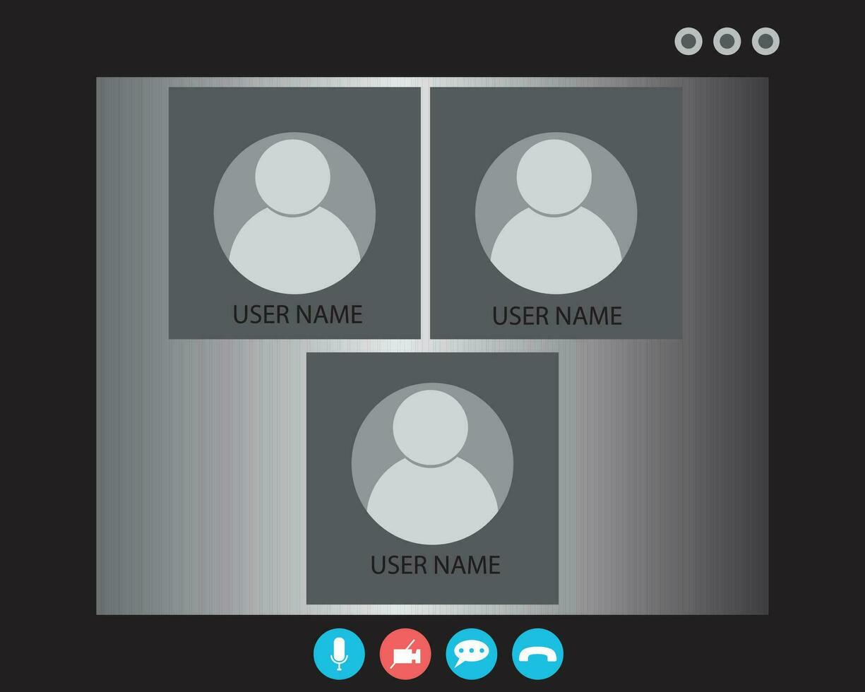 video chiamata schermo modello. video chiamata interfaccia per sociale comunicazione app. video conferenza. modello videoconferenza e in linea incontro spazio di lavoro vettore pagina