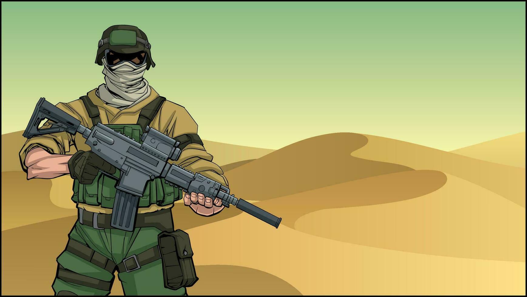 soldato nel deserto vettore