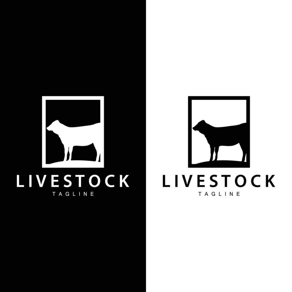 mucca logo, bestiame azienda agricola vettore, silhouette semplice minimalista design illustrazione, simbolo modello vettore