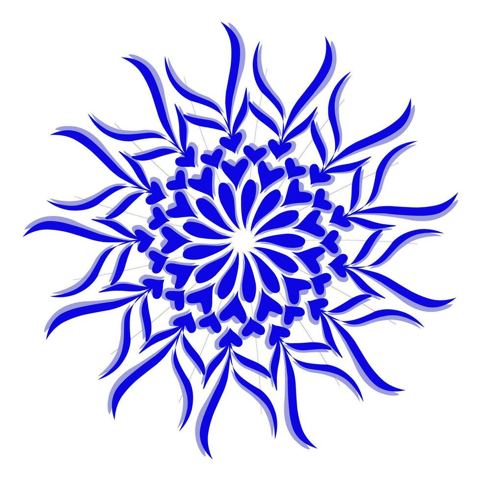 blu tribale mandala icona con ombra. Perfetto per loghi, icone, Oggetti, tatuaggi, adesivi, manifesti, striscioni, Abiti, cappelli vettore