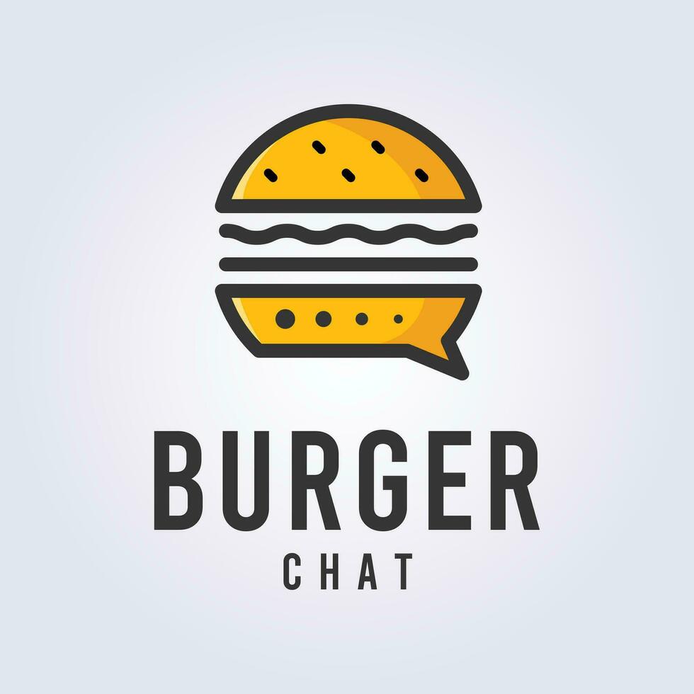 hamburger Chiacchierare, chat logo vettore illustrazione disegno, cibo chat logo, creativo logo design