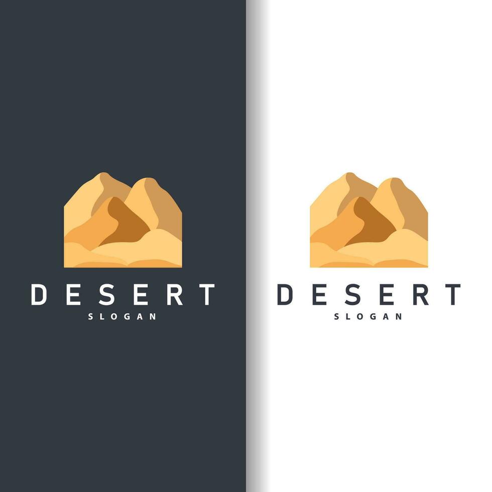 vettore illustrazione paesaggio deserto logo design con deserto colline sabbia semplice