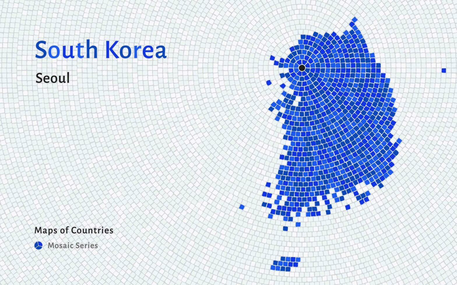 Sud Corea carta geografica con un' capitale di Seoul mostrato nel un' mosaico modello vettore