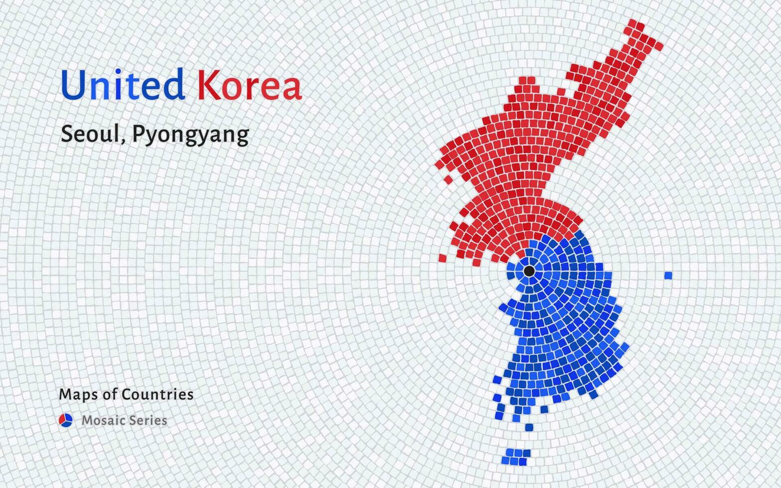 Sud e nord Corea carta geografica con un' capitale di seoul, pyongyang mostrato nel un' mosaico modello vettore