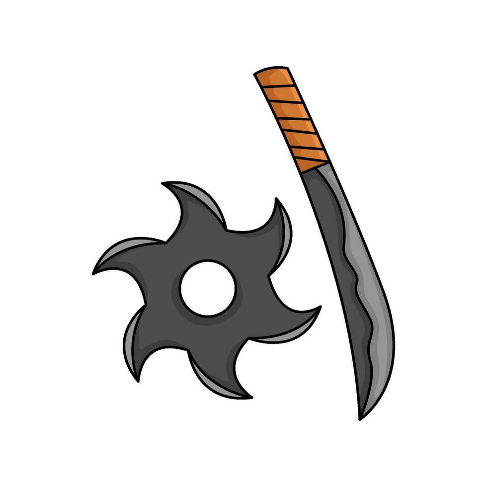 shuriken con samurai illustrazione vettore