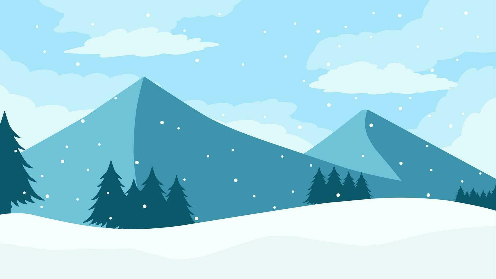 nevoso montagna paesaggio vettore illustrazione. scenario di neve coperto montagna nel freddo stagione. inverno montagna paesaggio per sfondo, sfondo o illustrazione