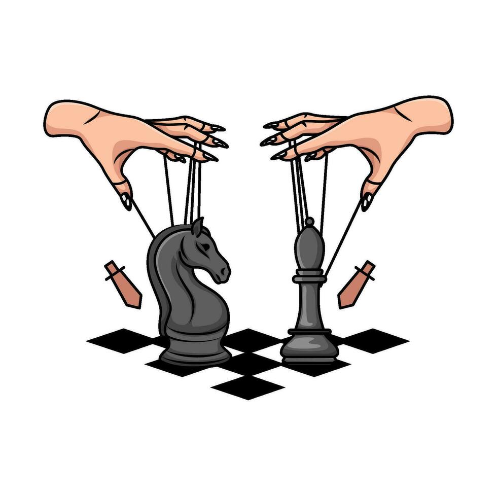 giocando scacchi cavaliere con vescovo nel scacchi tavola illustrazione vettore