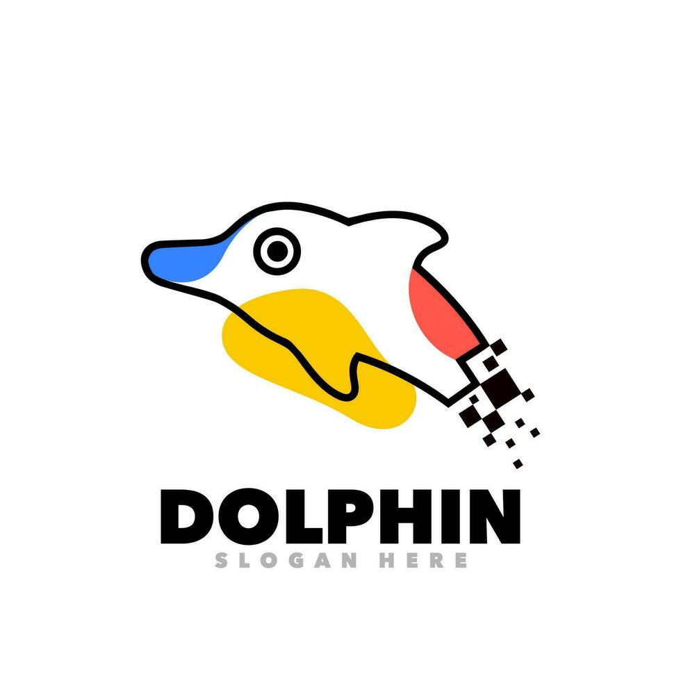 delfino pixel colore logo vettore