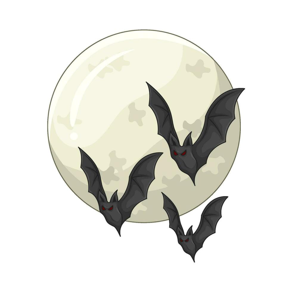 pieno Luna con pipistrello volare illustrazione vettore