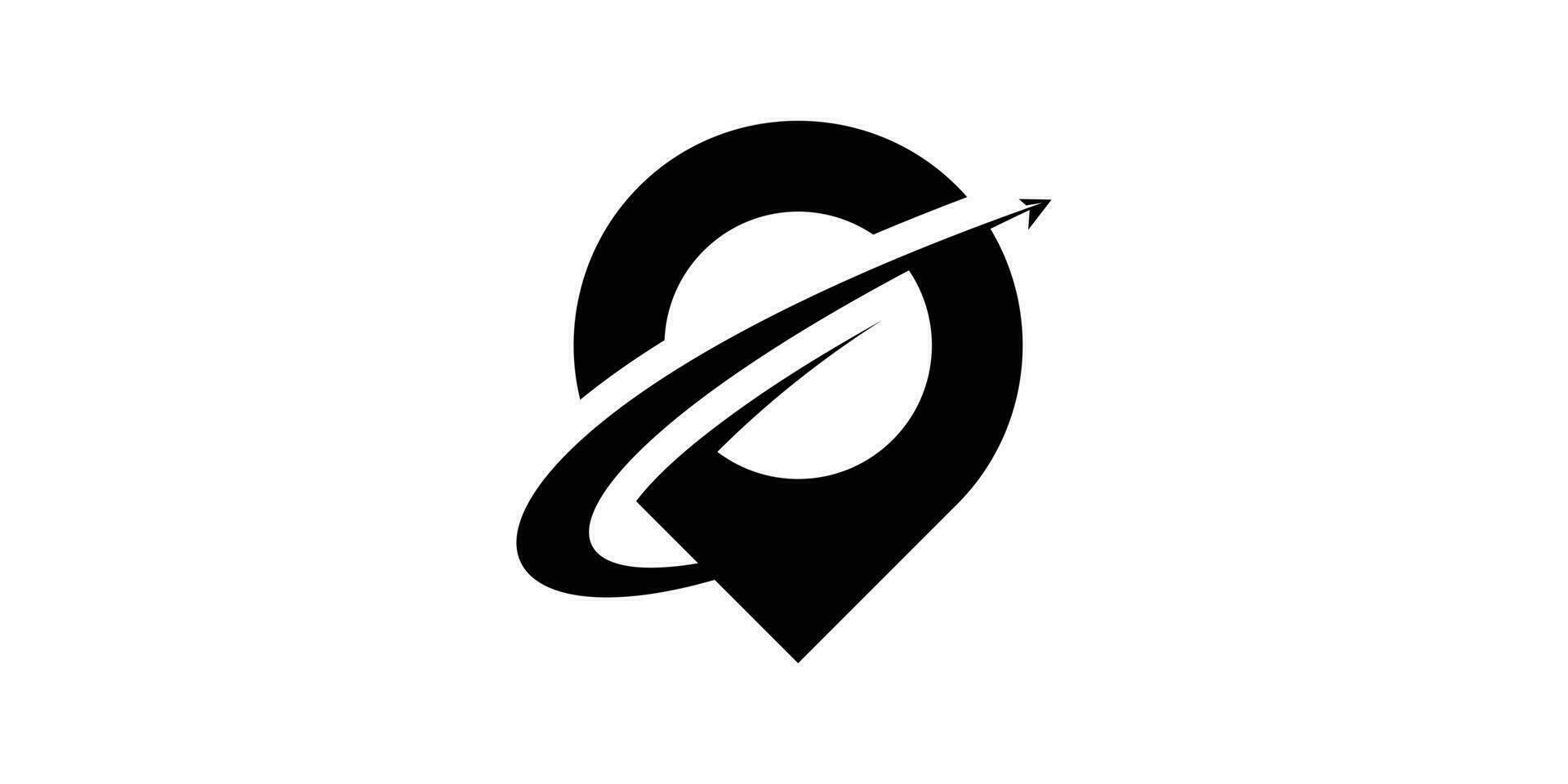 viaggio logo design con un' combinazione di perno carta geografica elementi con aerei, icone, vettori, simboli. vettore