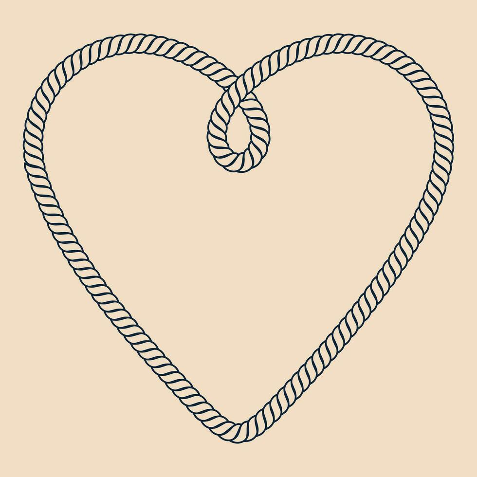 un' cuore sagomato corda nel il forma di un' nodo vettore