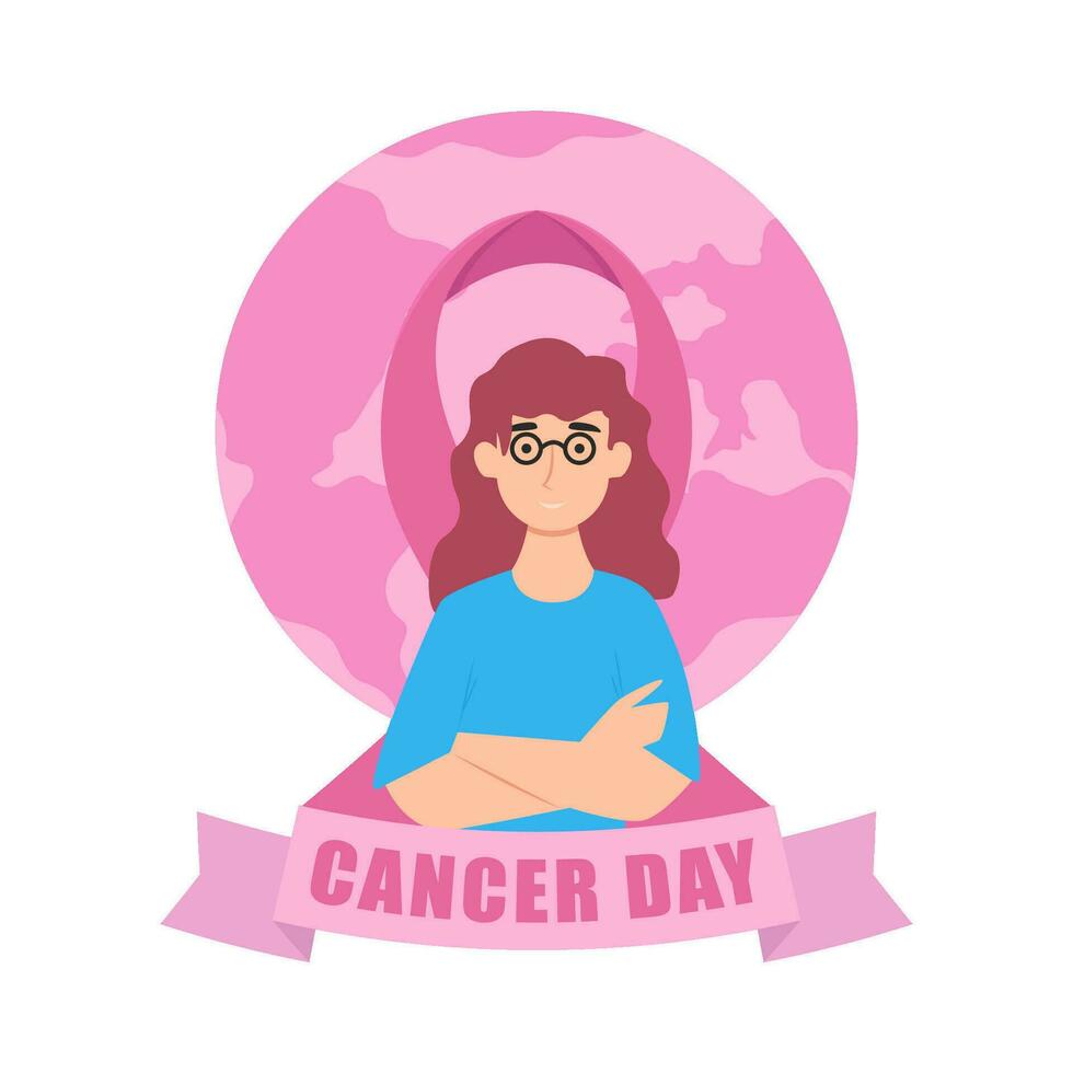 donne con nastro cancro mondo giorno illustrazione vettore