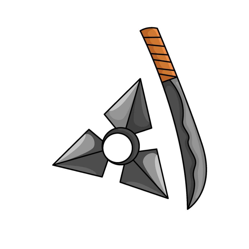 shuriken con samurai illustrazione vettore