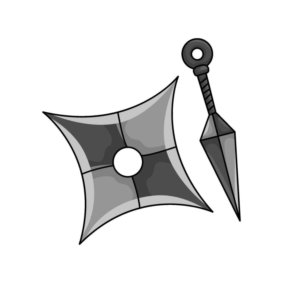 kunai con shuriken illustrazione vettore