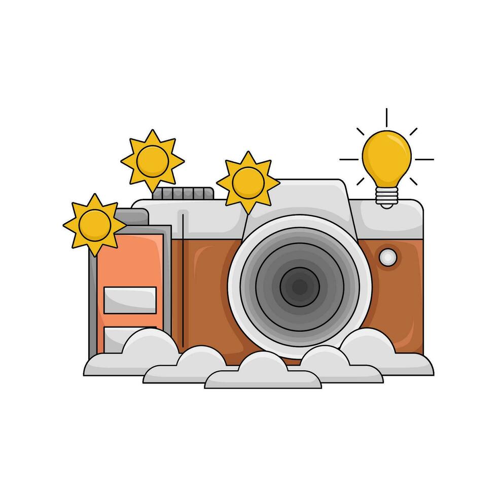 telecamera foto, luminosità con batteria illustrazione vettore