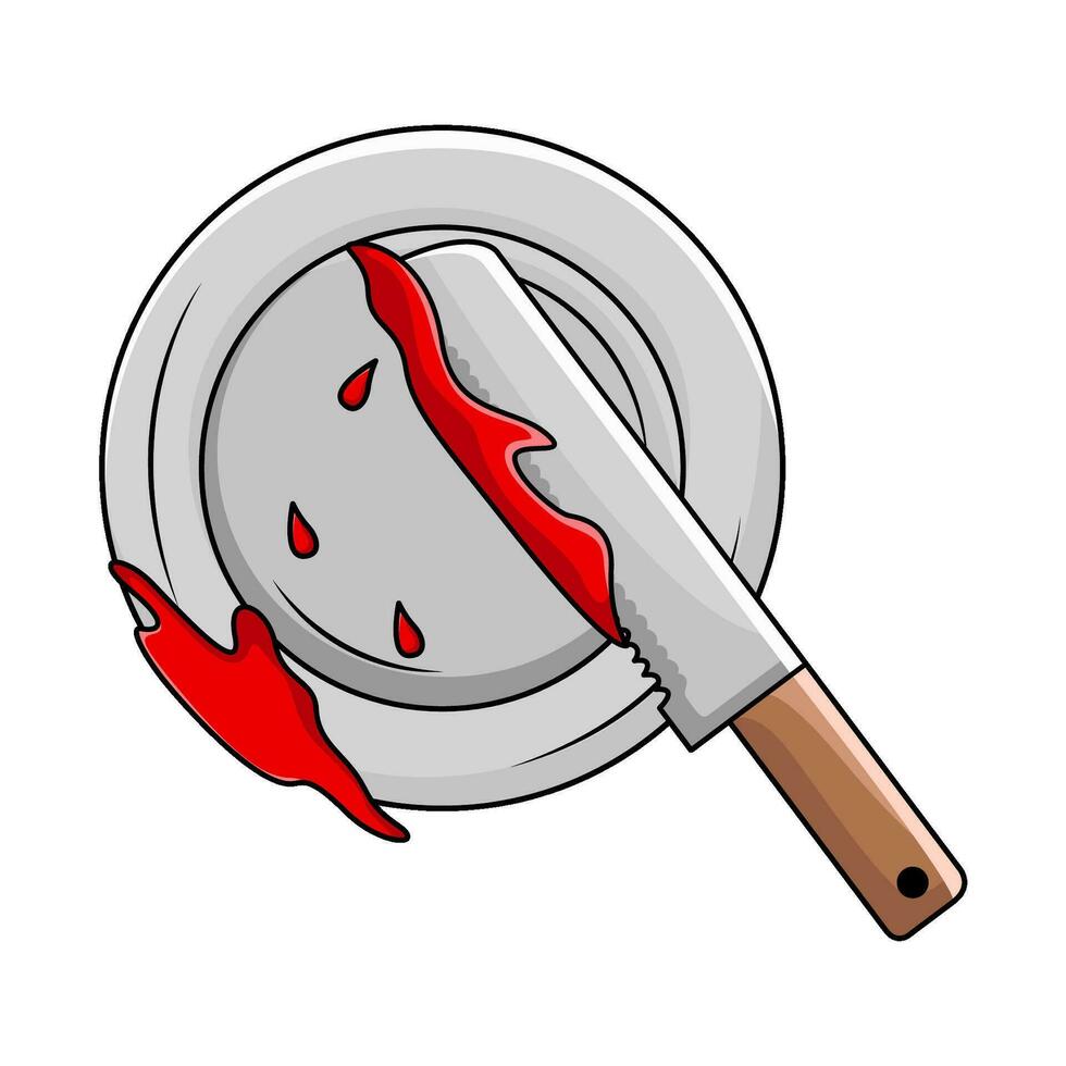 sangue nel coltello con piatto illustrazione vettore