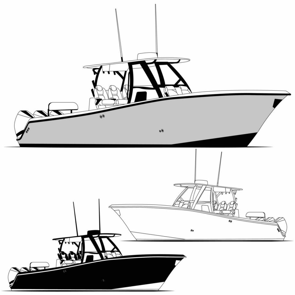 alto qualità pesca barca vettore per mare quale è stampabile su vario materiali.