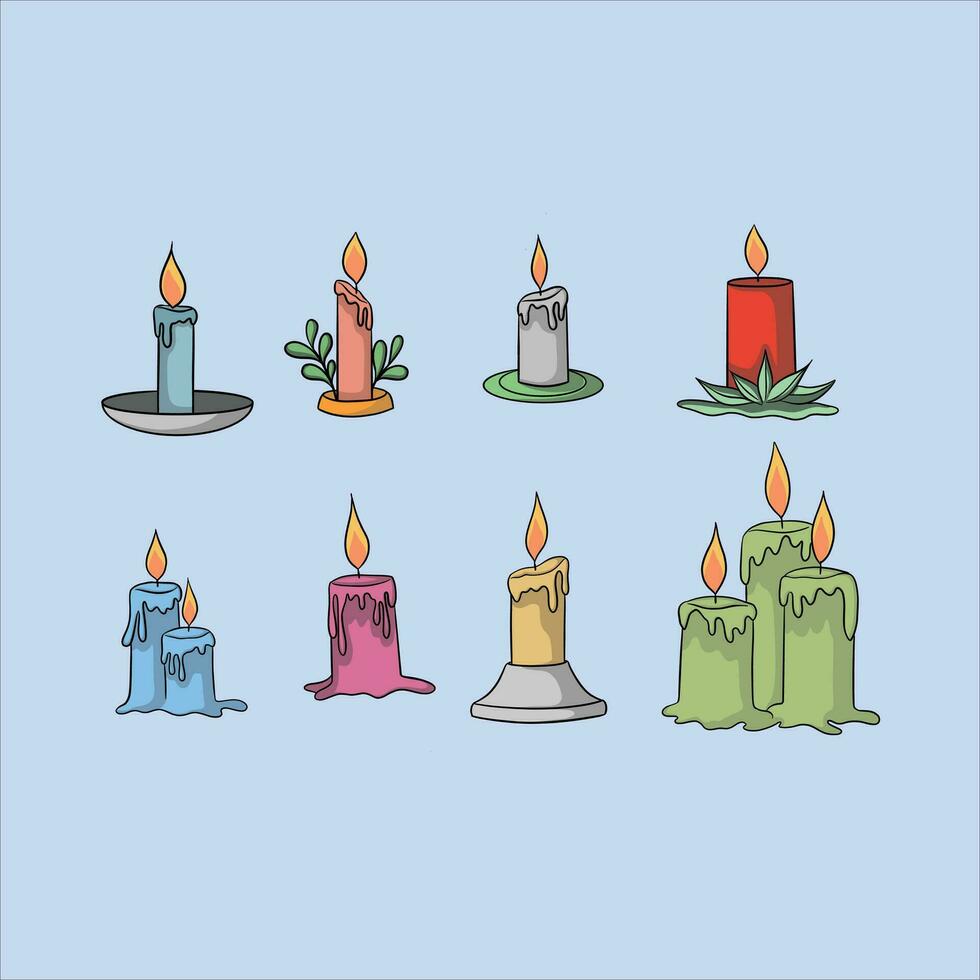 candele vettore illustrazione. cera candela nel piatto stile