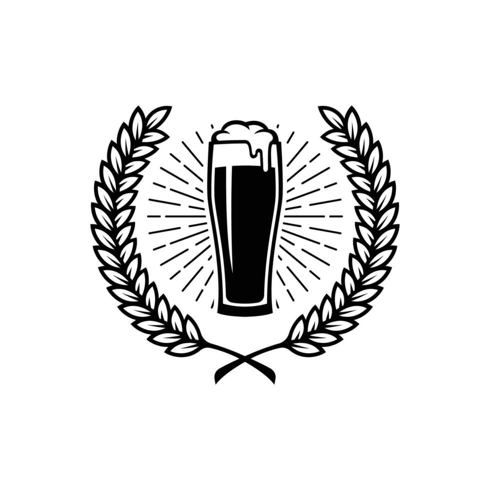 birra bicchiere con orzo logo vettore icona illustrazione