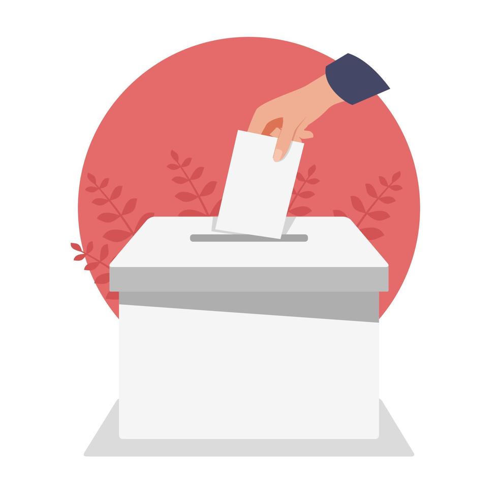 mano che mette la carta di voto sulla scatola delle elezioni in giappone illustrazione vettore