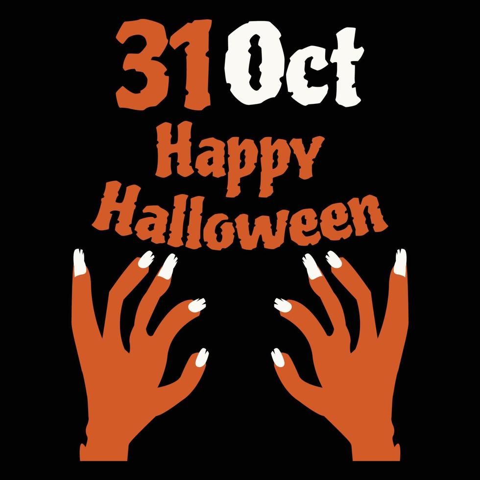 halloween, 31 ottobre buon halloween con stampa t-shirt a mano horror vettoriali gratis