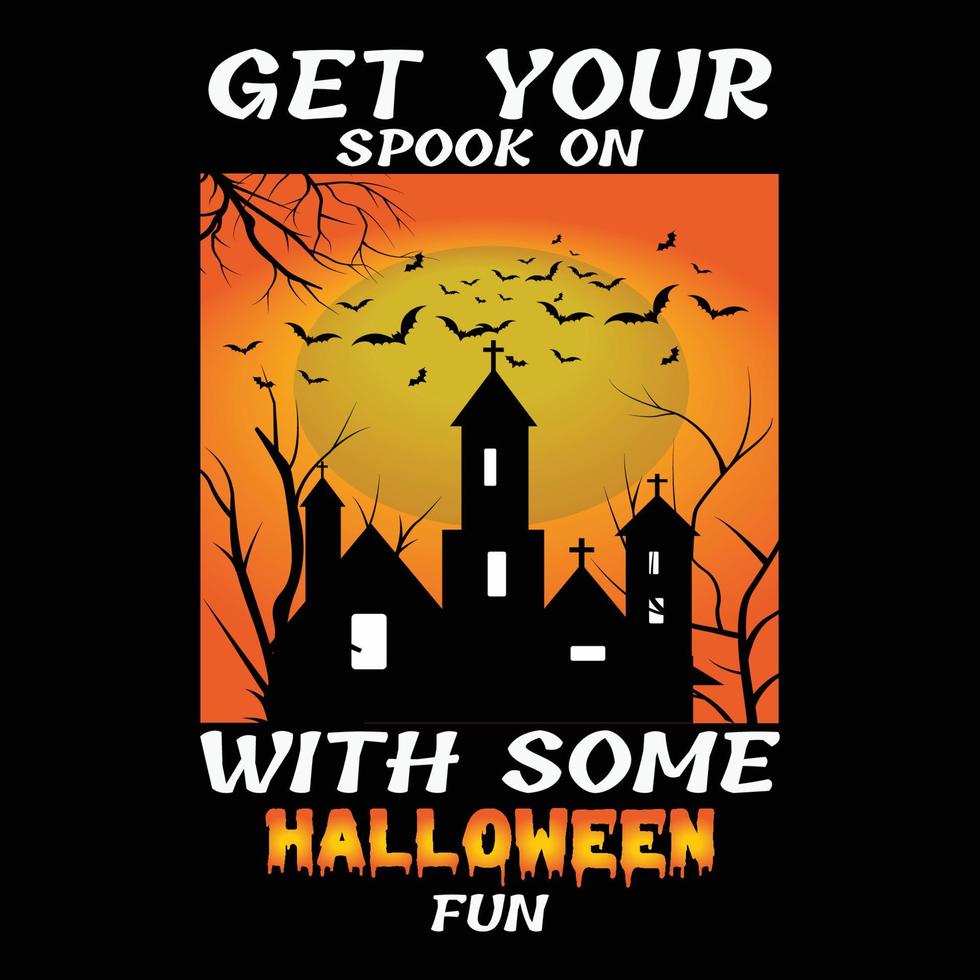 halloween, scatena il tuo spavento con un po 'di divertente stampa di t-shirt di halloween pro vector