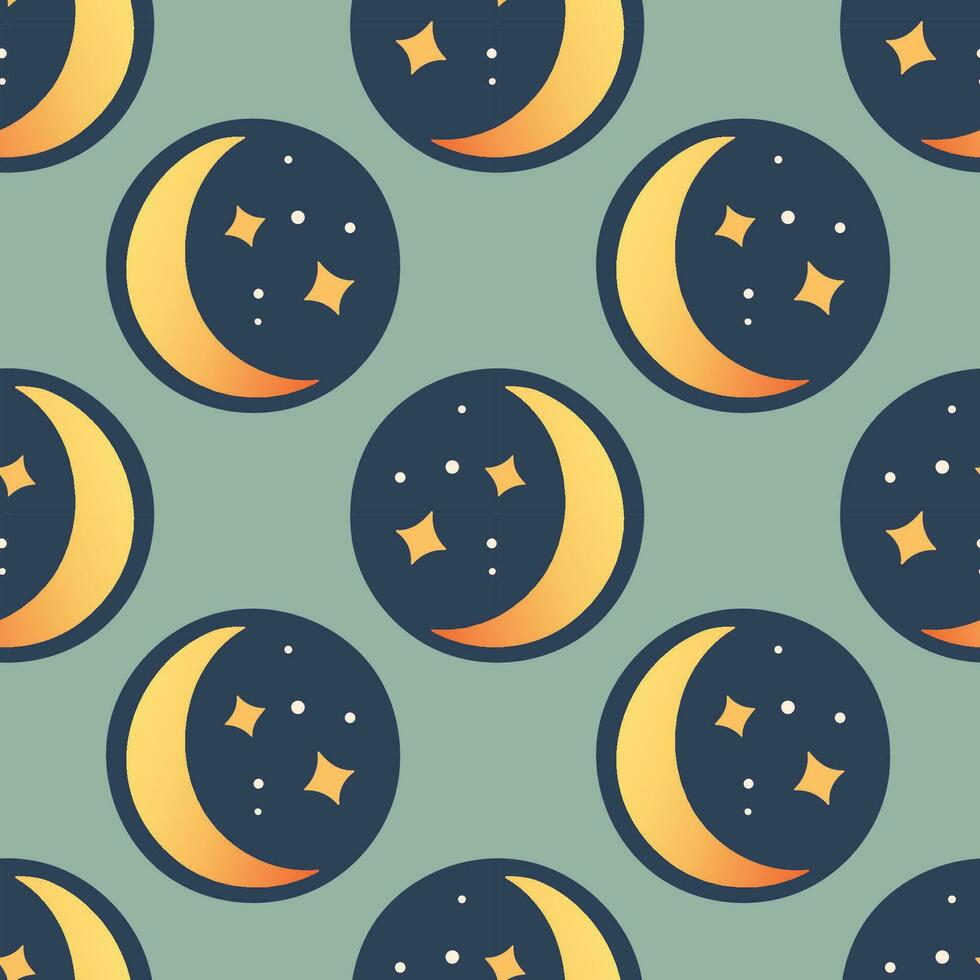 solare eclisse Luna senza soluzione di continuità modello nel piatto cartone animato stile per bambini formazione scolastica a scuola, adesivi, scrapbooking, asilo camera. vettore illustrazione su blu sfondo