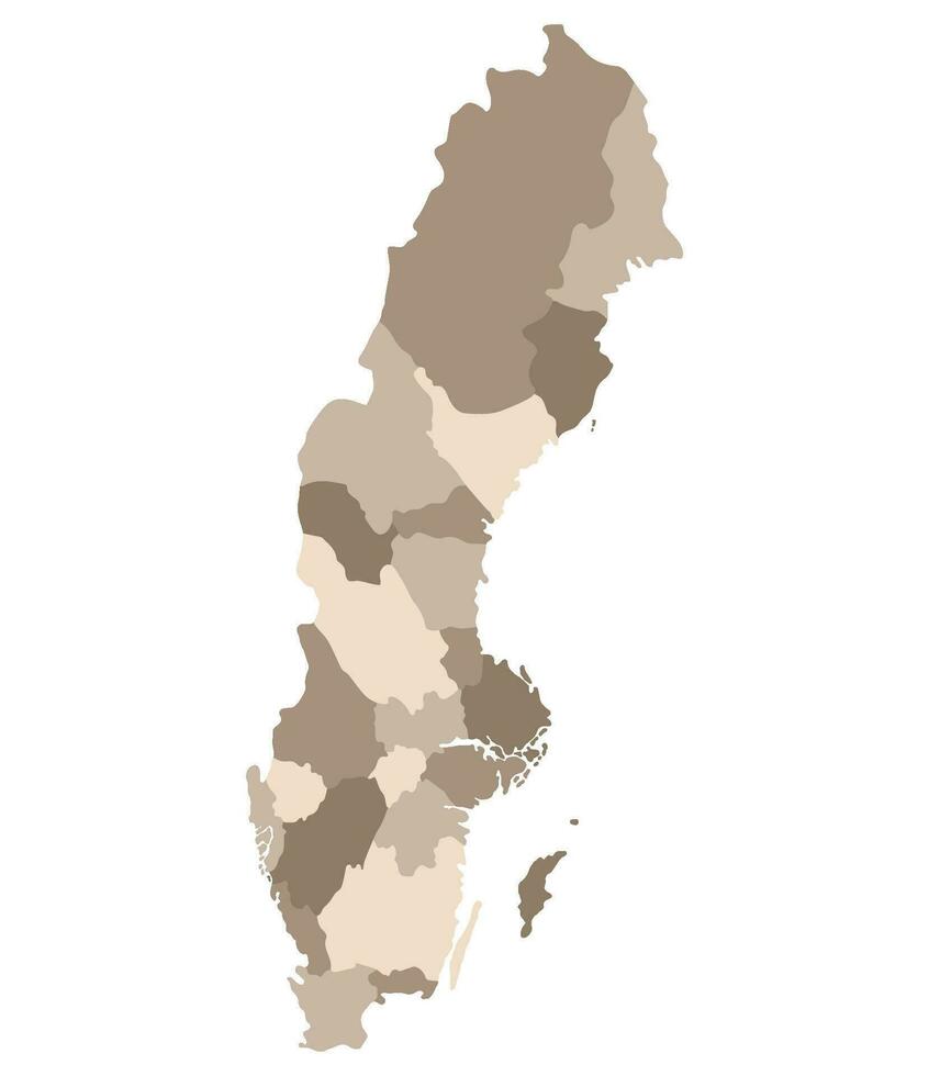carta geografica di Svezia. Svezia province carta geografica vettore
