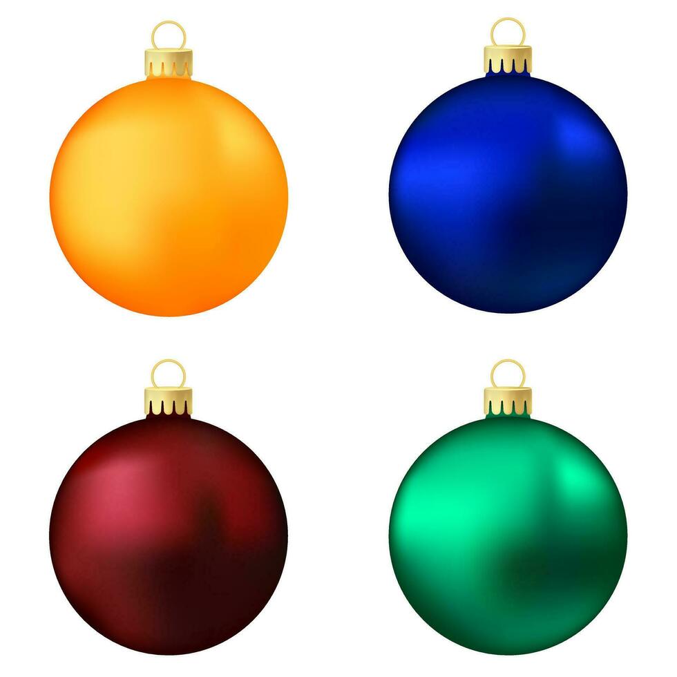 impostato di arancia, blu, rosso e verde Natale albero giocattolo o palla vettore