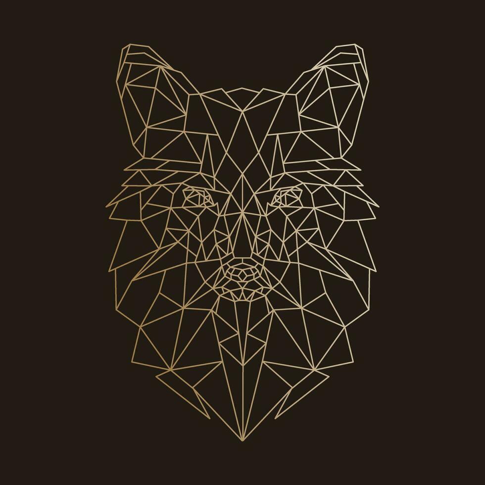 lupo testa, geometrico poligonale illustrazione di il animale nel colore. manifesto, logo, parete arte. linea arte, vettore