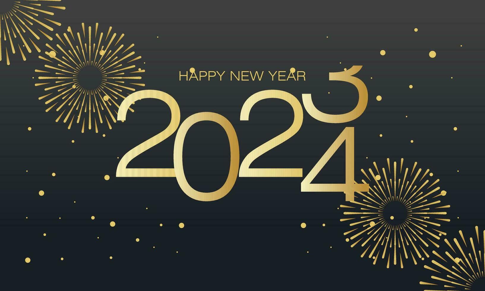 elegante sfondo di festeggiare contento nuovo anno 2024 con fuochi d'artificio vettore