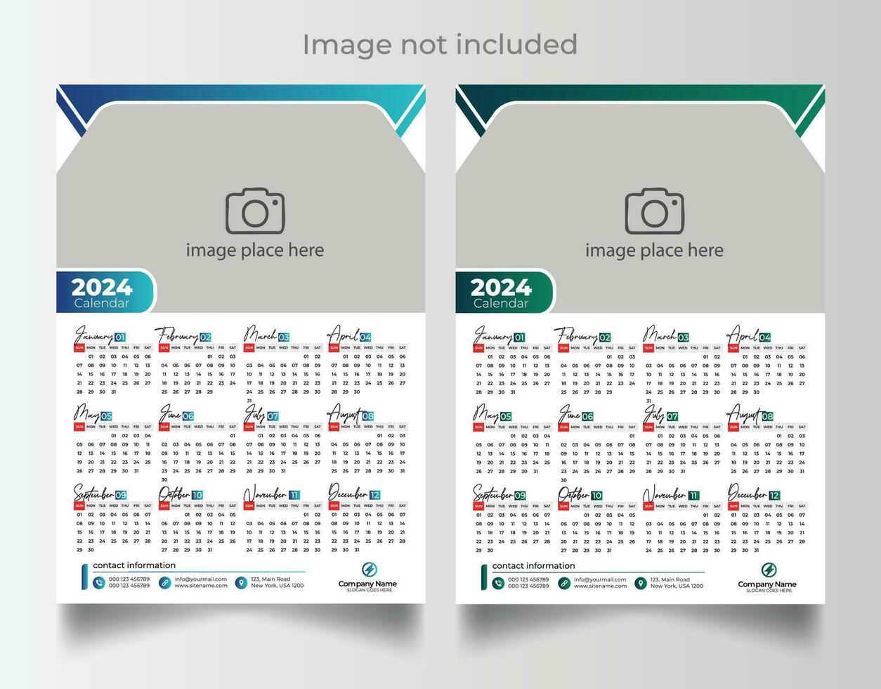 nuovo anno 2024 uno pagina parete calendario modello vettore