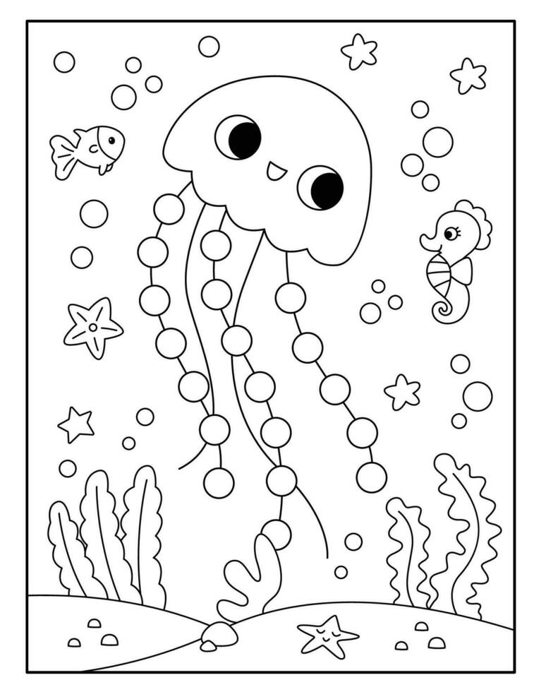 Medusa colorazione pagine per bambini vettore
