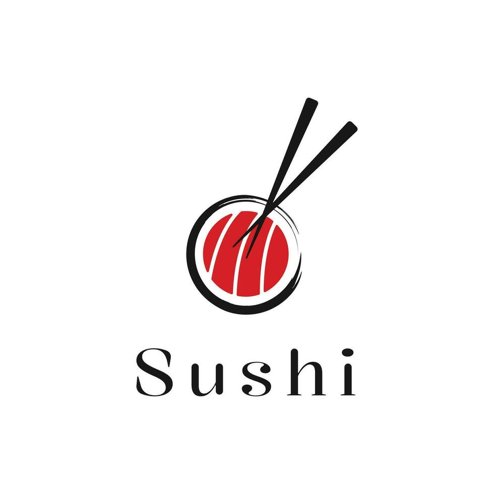 Sushi bacchette giapponese cibo vettore logo design concetto idea