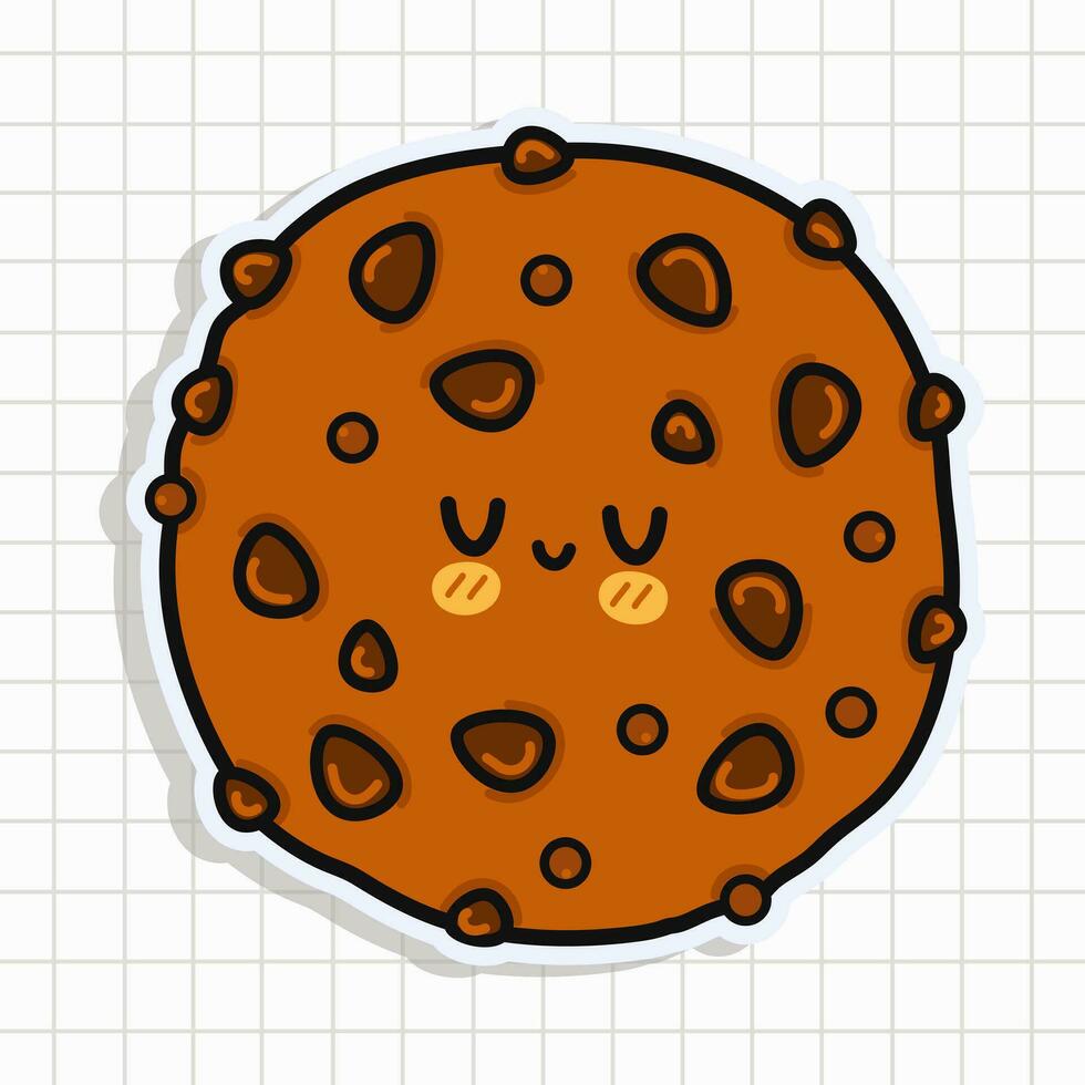 carino divertente cioccolato biscotti etichetta. vettore mano disegnato cartone animato kawaii personaggio illustrazione icona. isolato su sfondo. cioccolato biscotti carta personaggio concetto