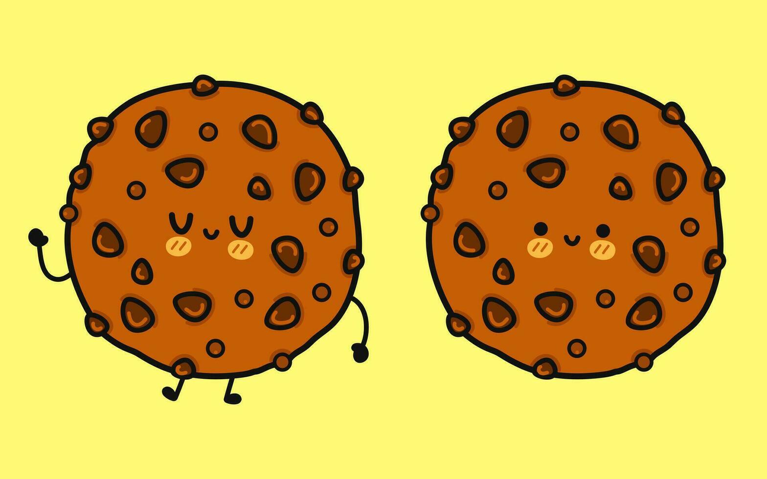 cioccolato biscotti. vettore mano disegnato cartone animato kawaii personaggio illustrazione icona. isolato su giallo sfondo. cioccolato biscotti personaggio concetto