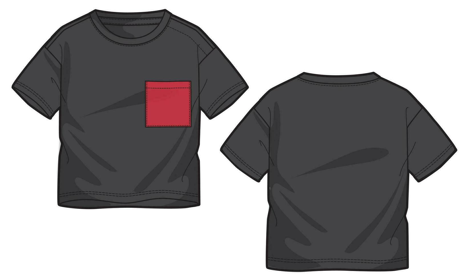 corto manica t camicia con tasca vettore illustrazione nero colore modello per ragazzi