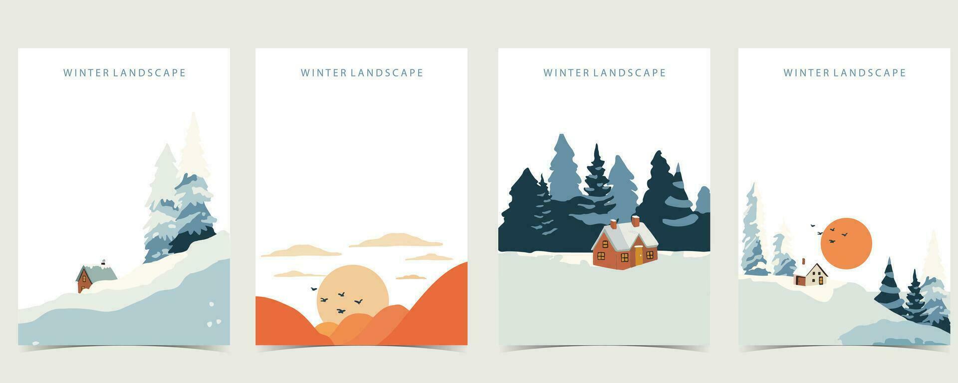 inverno paesaggio sfondo con montagna,albero.modificabile vettore illustrazione per cartolina,a4 verticale dimensione