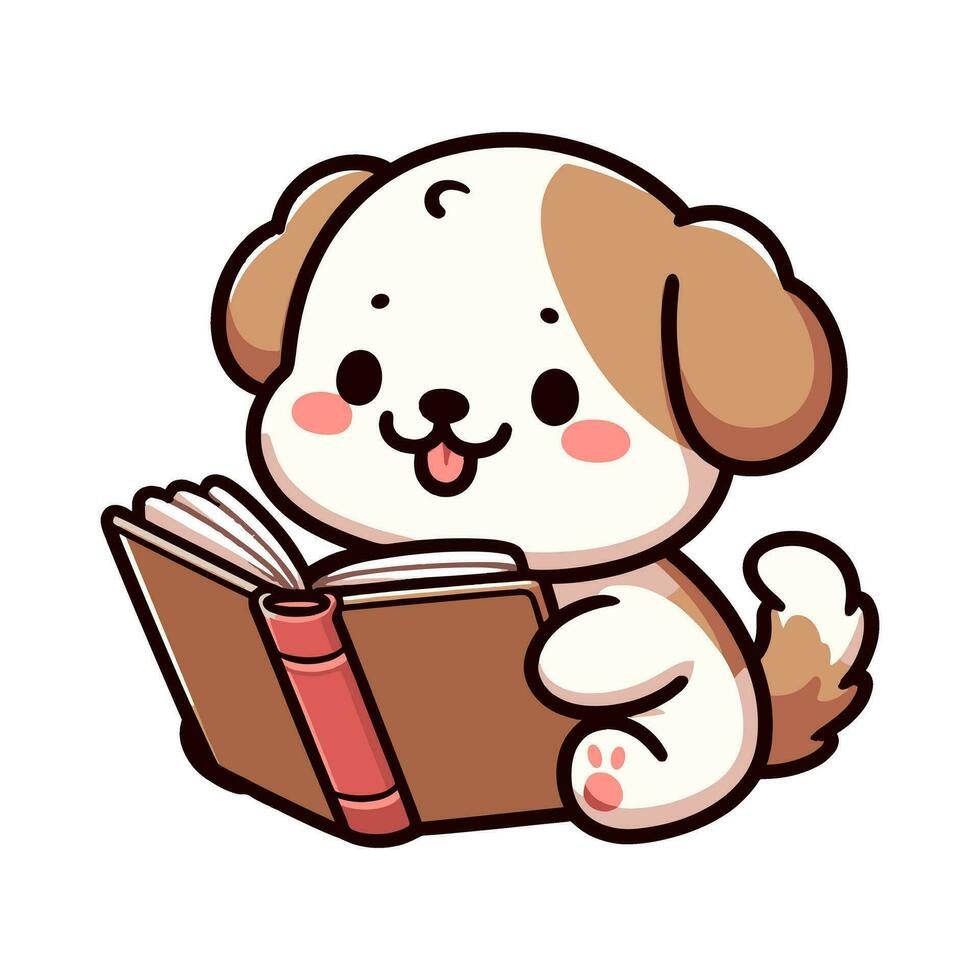 ai generato carino cane lettura libro vettore
