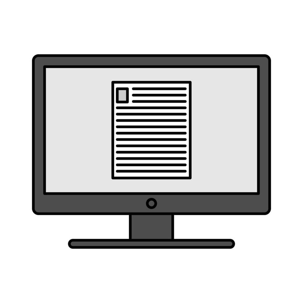 vettore di illustrazione del monitor del computer per la creazione di documenti